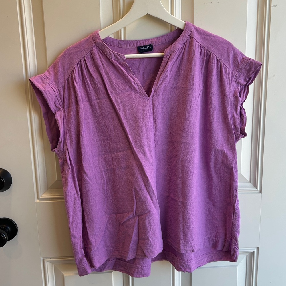Splendid St. Tropez Blouse Purple Linen Blend Size Large